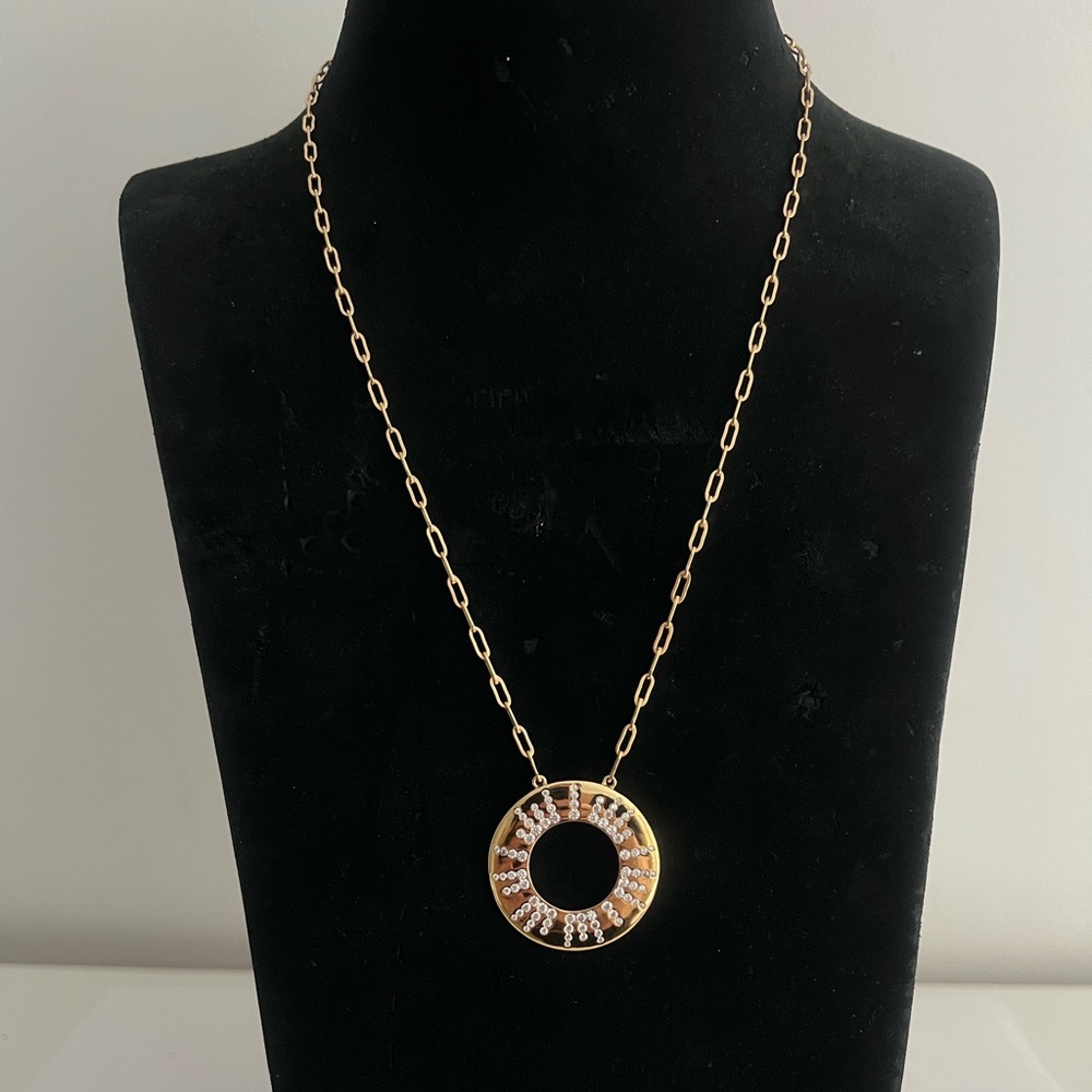 NWT Diamonique Medal Diamond Pendant Necklace